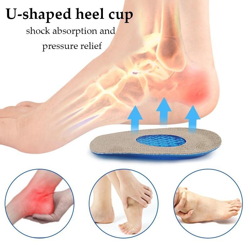 Silicone Heel Cup Insoles for Pain Relief Support Cushion Pads Sore Heels Plantar Fasciitis and Heel Spur