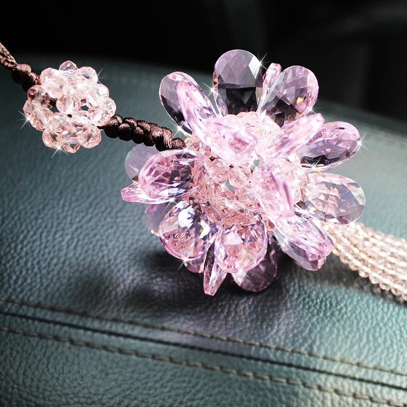 Kryształowa Peonia Pływająca Ozdoba Wysokiej Klasy Kreatywna Ręcznie Tkana Wnętrze Samochodu Zawieszka do Samochodu