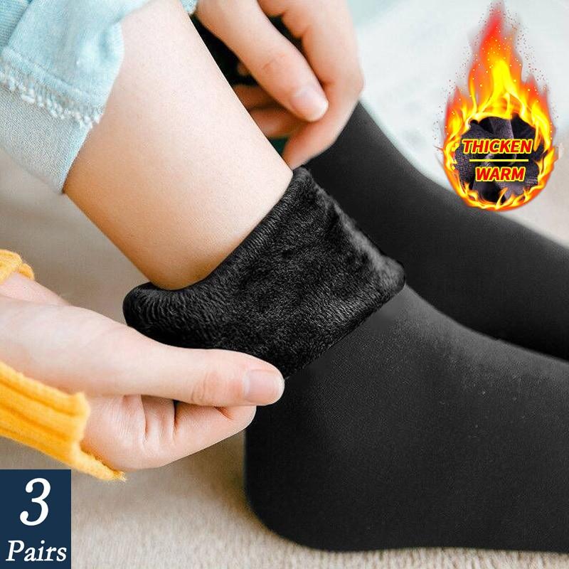 Frauen Winter Warm Verdicken Thermische Weiche Casual Einfarbig Socken Wolle Kaschmir Hause Schnee Stiefel Samt Hause Boden Socke