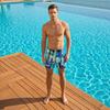 Swimming Trunks Mid-rise Geometric Color Block Design Quick Drying Breathable Swimming Shorts Sun-Resistant Swimwear
