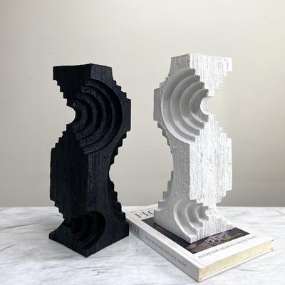 Einfache Moderne Schwarz-Weiß Harz Wellige Geometrische Ornamente Modell Wohnzimmer Couchtisch Schreibtisch Weiche Dekorationen