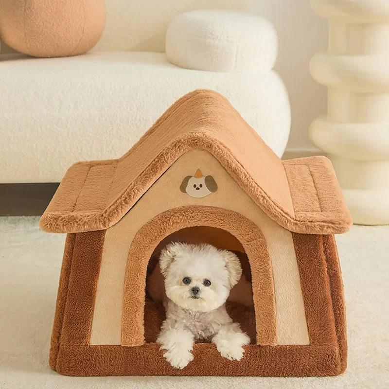 Foldable Dog House Kennel Bed Mat for Small Medium Dogs Cats All Seasons Cat Bed Nest Pet Products Basket Pets Puppy Cave Sofa