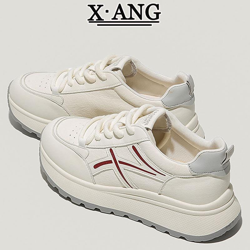 The first layer of cowhide women's shoes autumn new soft-soled lightweight thick-soled casual sports shoes