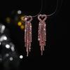 Premium Sense Shiny Crystal Long Heart-Shaped Tassel Earrings