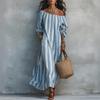 Women's Striped Off-Shoulder Dress for Vacation and Holiday Beach Wear