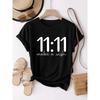 European Sizes 11:11 Make a Wish | Fashionable Printed Crew Neck Short Sleeve T-Shirt for Women, Comfortable and Casual Sports Top