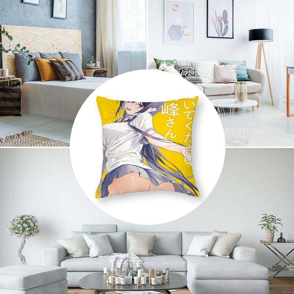 Anime Haite Kudasai Sexy Girl Pillow Case Short Plush Double-sided Print Square Throw Pillow Covers Sofa Home Cushion Decor