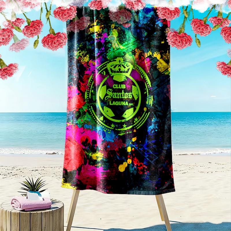 Santos Laguna Print Beach Towel, Large Soft Quick Dry Towel for Beach Camping Swimming