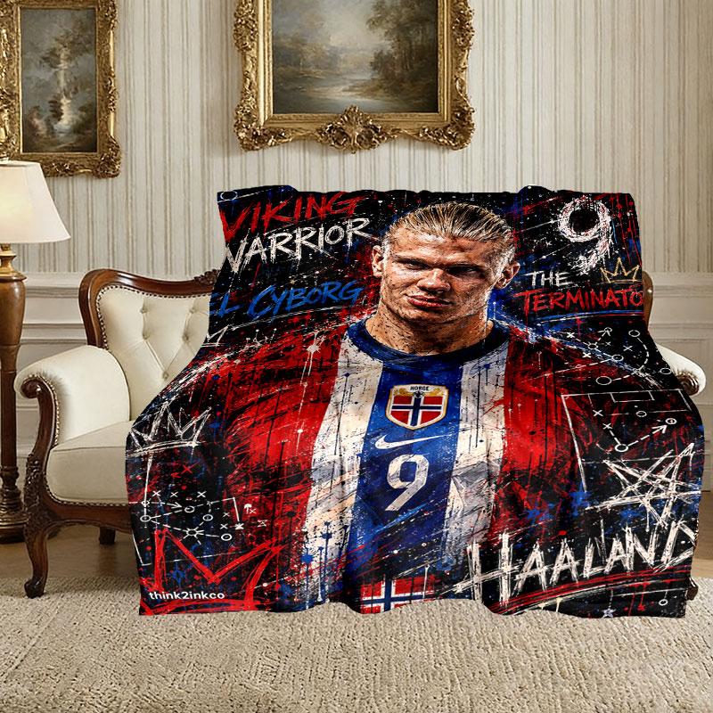 1 Stück Gemütliche Heimdruck-Kuscheldecke, Erling Haaland Decke Für Bett- und Sofanutzung, Besonderes Geschenk für die Familie