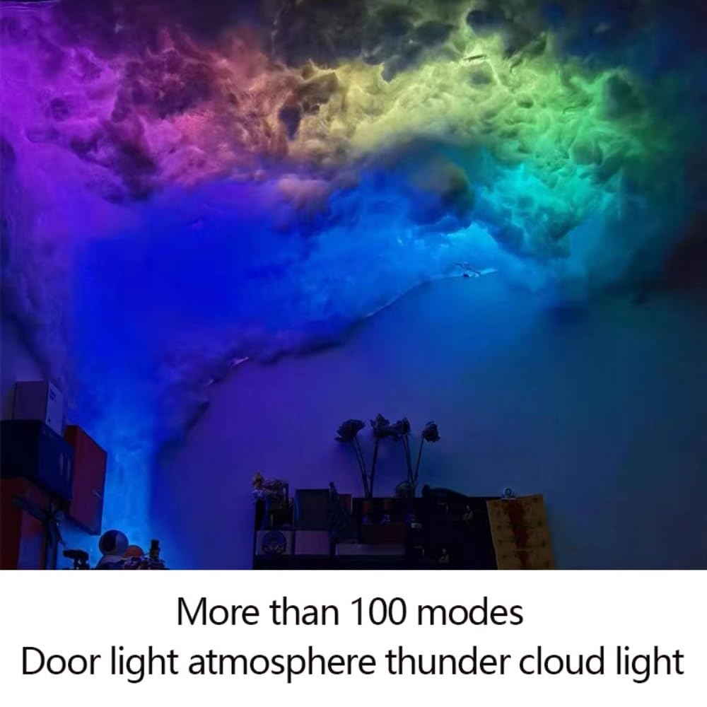3D Thunder Cloud LED Light Kit, DIY Creative Thunder Cloud Lamp Wall with Remote Control, Colorful Atmosphere Night Light(5m)