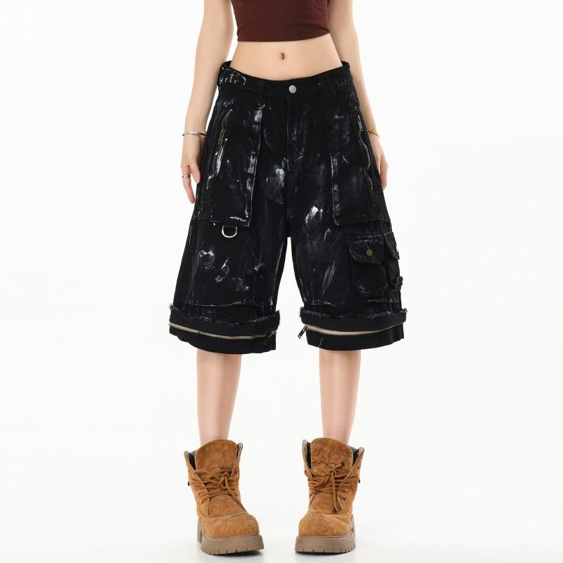 Men Women Cargo Pants Streetwear Straight Leg Workwear Camo Print Loose Fit Casual Trousers