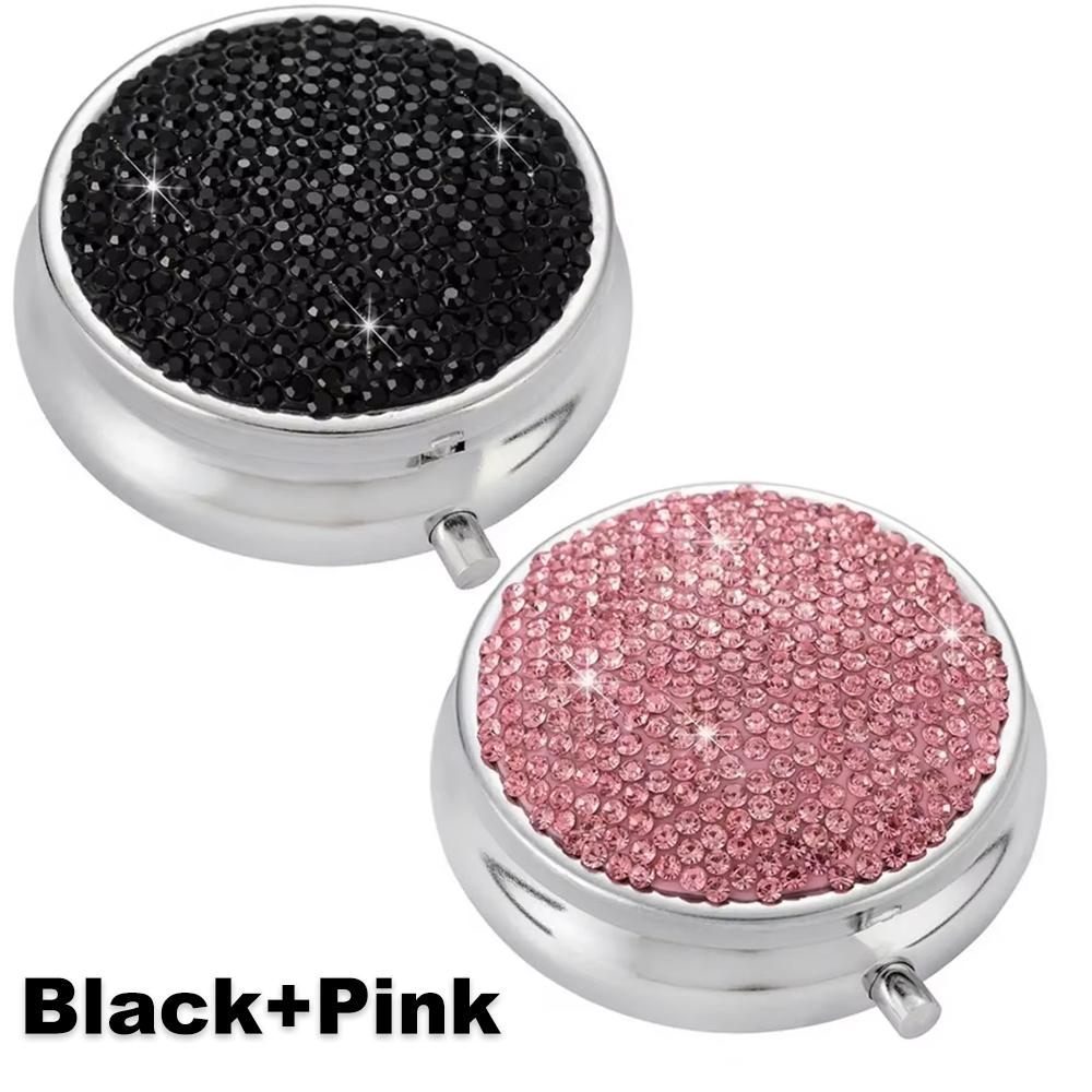 Bling Pillendose Wasserdichte Pillenetuis Langlebige Organizer für Reisen mit Langer Lebensdauer Funkelnde Tragbare Pillendose Faux