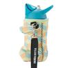 THERMOBECHER Edelstahl-Wasserflasche mit 5155ALF „Tierflasche“ Strohhalm, 380 ml, Blau/Würfel Gelb,