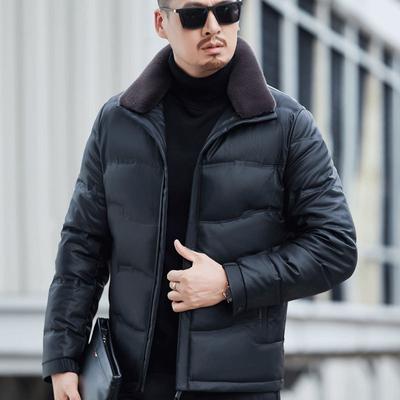 Hiver Grande Taille Veste en Cuir Véritable pour Homme Ample Décontractée Vêtement de Papa Veste Épaissie en Duvet Chaude Veste en Cuir