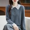 Women Sweater 100% Wool MODERN NEW SAGA Turn-down Collar Knit Pullover Thick Winter Jumpers Female Knit Tops