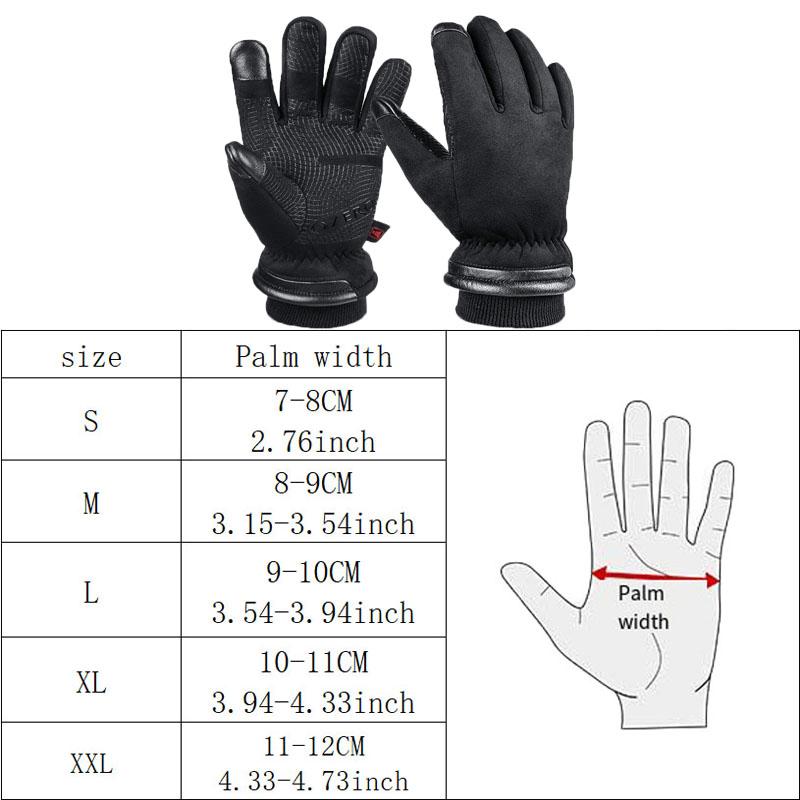 Thicken Winter Ski Cycling Gloves Black Velvet Waterproof Touchscreen Gloves Keep Warm Motorbike Horse Riding Running Gloves