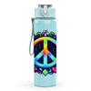 1PC Colorful Peace Sign Flower Wreath 750ml Color Plastic Sports Water Bottle Leakproof Flip Straw Lid Suitable for Sports Office Home Use