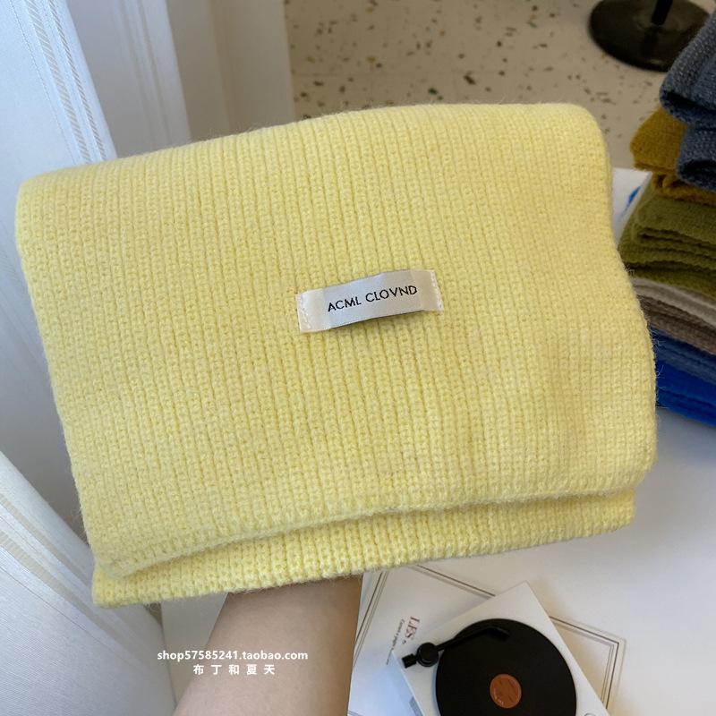 Solid Color Scarf Knitted Scarf for Women Korean Winter New Couple's Men's and Women's Style