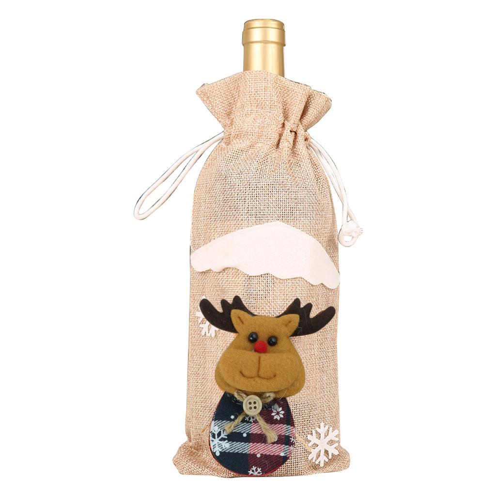 Christmas Wine Bottle Cover Merry Christmas Decor Holiday Elk Santa Claus Champagne Bottle Bag Holiday Party Home Gift