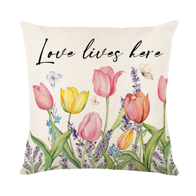 New Spring Series Pillow Cover Living Room Sofa Decorative Cushion Cover Letter Printed Polyester Cushion