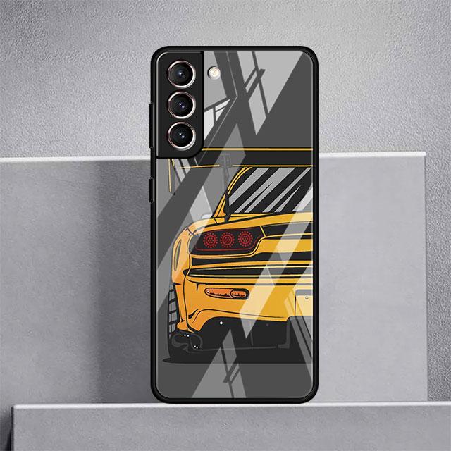 Carcasă din sticlă cu benzi desenate din Japonia JDM pentru mașini sport pentru Samsung Galaxy S22 S20 FE S21 Plus Husă pentru telefon S10 5G S9 Note 20 Ultra 10 Lite Shell