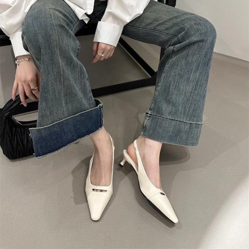 Fashion Sexy Pointed Toe Women Sandals Shallow Mid Heels Official Shoes 2025 Elegant Pumps Slingback Designer Summer Sandalias De Mujer