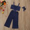 Toddler Kids Baby Girls Love Print Bow Suspender Vest Pants Outfits Set