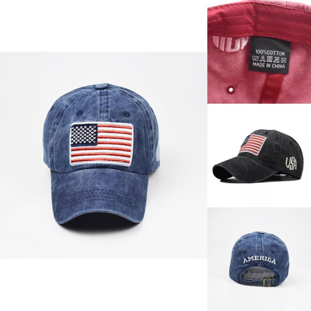Retro Style Embroidered Letter Baseball Cap Vintage Washed Classic Flag Cotton Hat Men's Adjustable Cap
