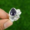 Crown Chakra African Amethyst Stone Sterling Silver Cescent Moon Daughter Ring