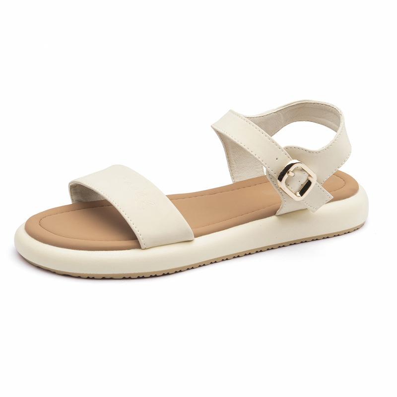 Augustine flat-soled sandals women's 2025 new summer French one-word strap with skirt soft-soled beach sandals