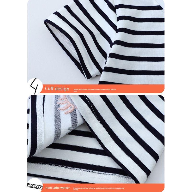 New Arrival Boys' Stripes Crab Short-Sleeved T-shirt Small and Medium Children's Tops Children's Summer Clothing Baby Cotton T-shirt Base 8