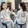 Korean Style Girls' Cartoon Stand-up Collar Short-Sleeve Polo T-shirt - 2026 Summer Trend for Kids in Pure Cotton