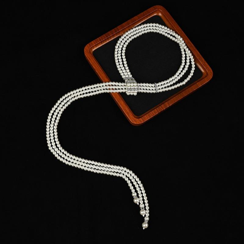 Pearl Long Necklace, French Retro Multi-layer Court Style Tassel Temperament Light Luxury Sweater Chain