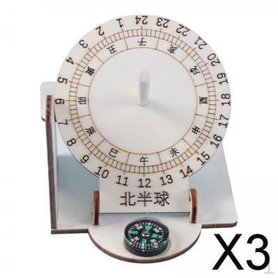 3x Equatorial Sundial Clock Scientific Experiment Kit 3D Puzzle Toy for Kids