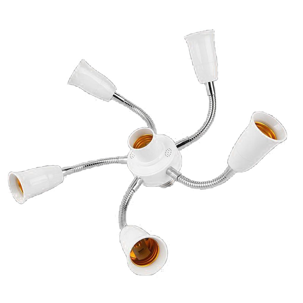 Adjustable E27 Base Light Socket Splitter Gooseneck LED Bulbs Holder Converter with Extension Hose 3 4 5 6 Way Adapter