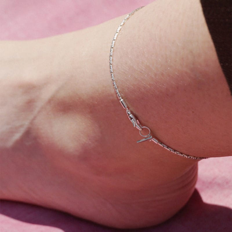 

OURPIERRE STRING ROPE CHAIN ANKLET SILVER 24cm