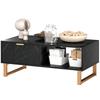 Elegant Marble Effect Storage Coffee Table - Black