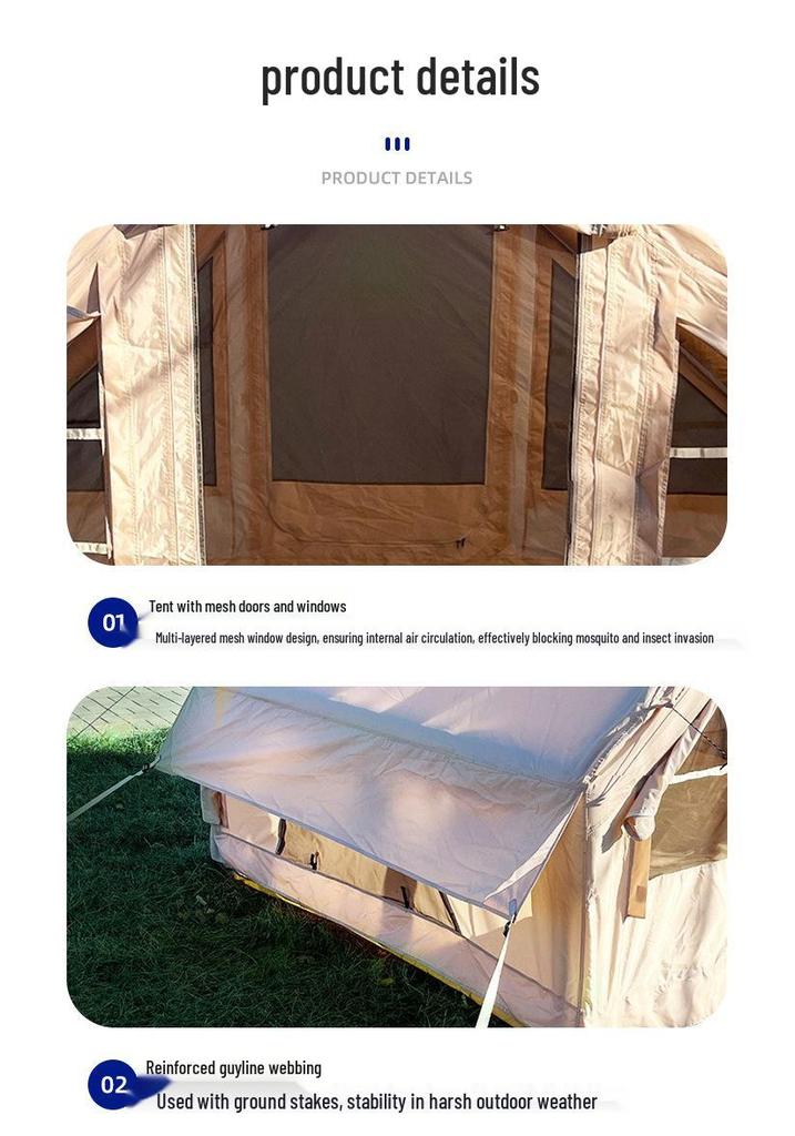 Tienda de campaña inflable para 3-4 personas para exteriores, a prueba de viento y lluvia, 6,3 m², no requiere montaje