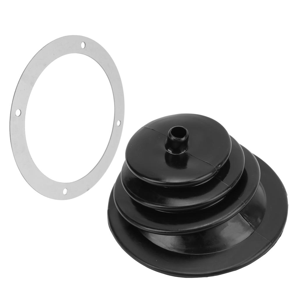 Gear Shift Handbrake Lever Boot Plate Kit Dustproof Black Rubber Round 5.250in13.3cm Universal
