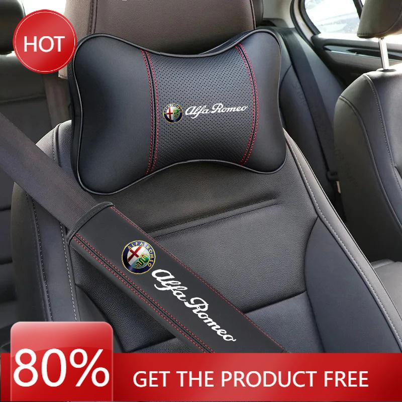 Hub Caps For Alfa Romeo 4C 159 Spider Giulia Giulietta 156 Tonale Mito 147 Car Seat Belt Protect Shoulder Pad Cover Headrest NecR