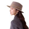 Autumn and winter French flat-brimmed hat retro light luxury simple top hat women's face small wool blended hat temperament thousand gold hat