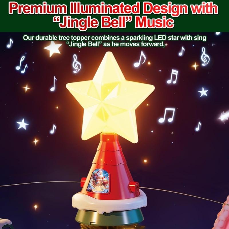 Participatory Santa Flying Sleigh Decoration Plays Tune Bells Song