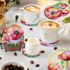 8PCS Diamond Painting Coasters Kits Dragon Acrylic Diamond Painting Art Coaster Kit Special Shape with Holder Butterfly Red Rose