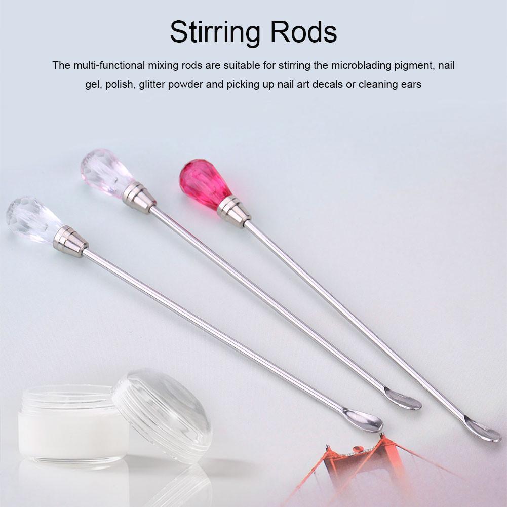 3pcs Stainless Steel Pigment Stirring Rod Spoon Microblading Tattoo Powder Ink Mixing Stick