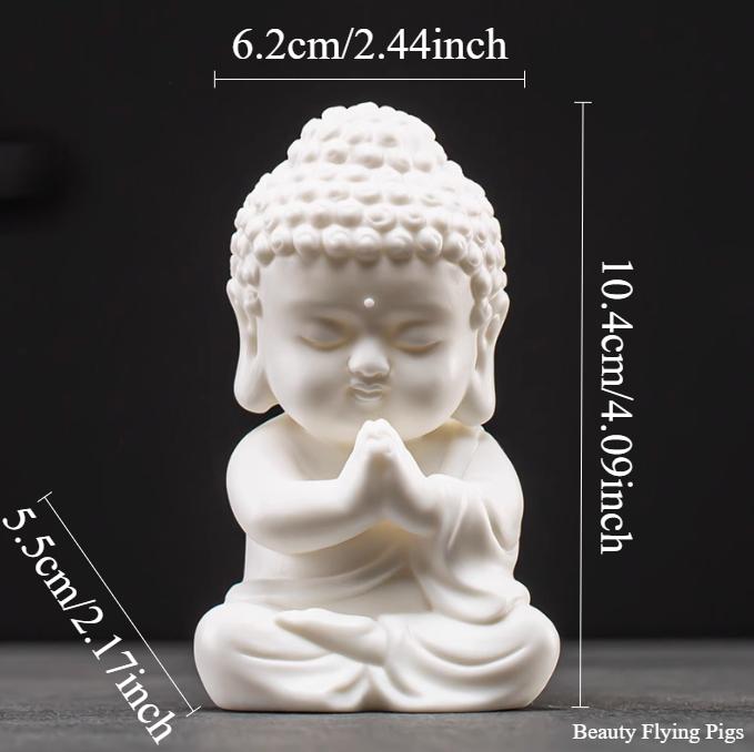 

1pc Chinese style Ceramic Small Buddha Statue Ornament Home Living Room Bogu Rack Desktop Zen inspired decoration Feng Shui