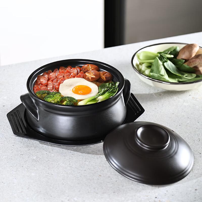 Black Ceramic Casserole Pot with Tray