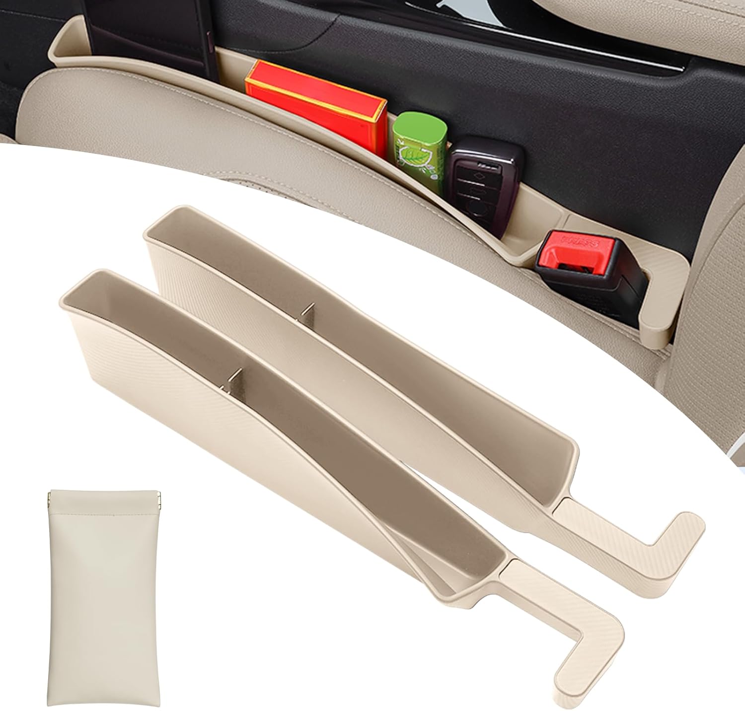 

Car Seat Gap Filler Organizer 2 Pack with Sunglass Bag, Car Accessories Seat Gap Filler Organizer for Automotive, Car Organizer Suitable