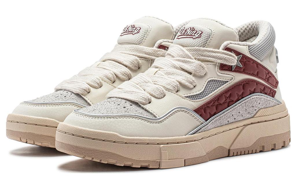 Li Ning Wave Mid Slip Resistant Abrasion Resistant Slip Resistant Abrasion Resistant Mid top Casual Shoes Women's AGCT498-1