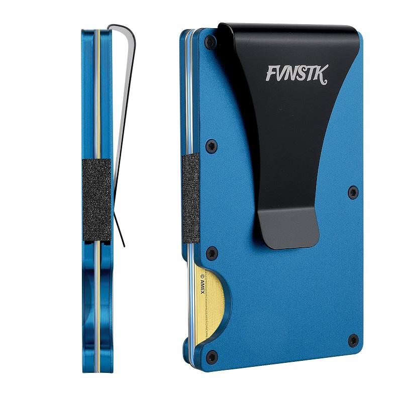 Brieftasche – Kreditkartenetui mit Blockierung der Vordertasche – Metall-Geldbörse mit Geldscheinklammer