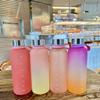 550ML Gradient Matte Handle Water Bottle - Portable Outdoor Sports Cup with Leak-Proof Lid, Durable PC Material